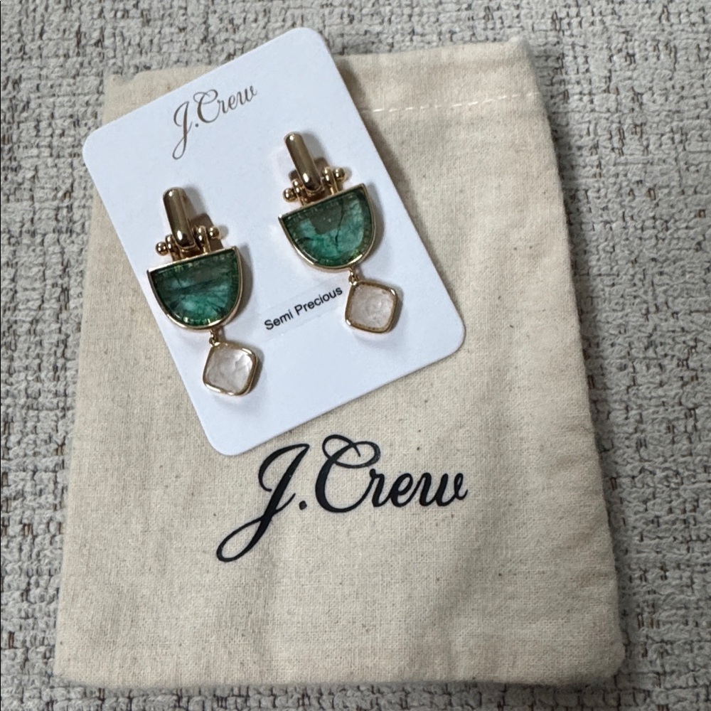 J. Crew Green and Gold Drop Earrings - Picture 5 of 5